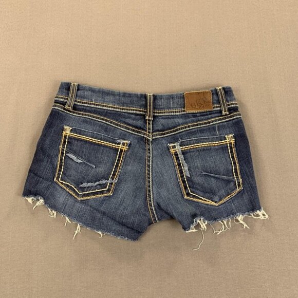 BKE Pants - BKE Denim Short Women 28 (30) Blue Harper Distress Raw Hem Frayed Cutoff Stretch